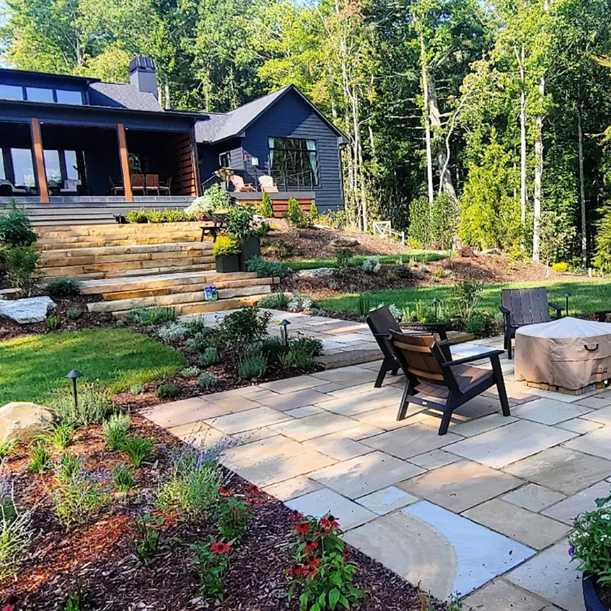 flagstone patio and stone slab steps