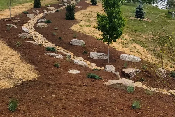 river rock swale and water diversion